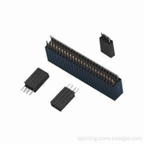 1.27 x 2.54mm Female Headers, dual-row straight angle